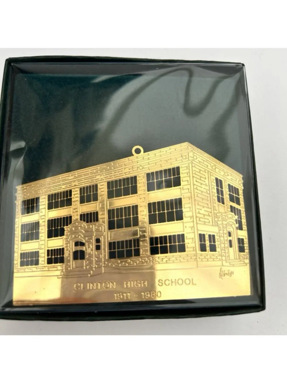 Vintage Reed & Barton Clinton High School Henry County Ornament Signed Aldridge
